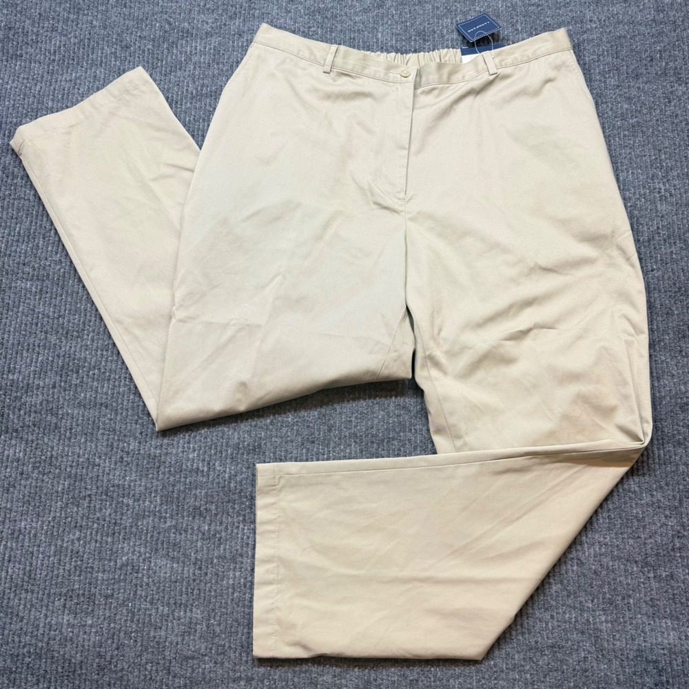 Lands' End Khaki Chino Pants‎ Womens 18W NWT Elastic Waist Casual Comfort